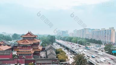 北京雍和宫宫殿<strong>车流</strong>固定延时摄影